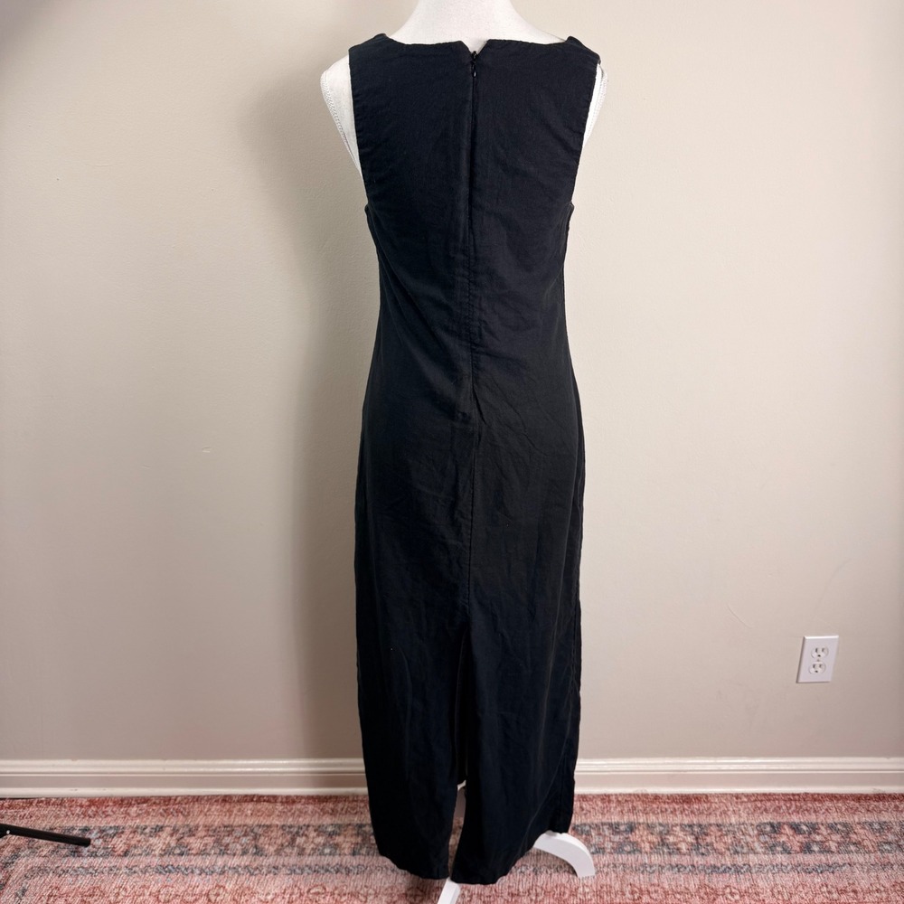 Abercrombie & Fitch Black Linen Blend Square Neck Shift Maxi Dress Sleeveless Sm - Picture 5 of 15